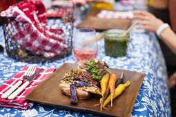 Lamb chops with colourful carrots and potatoes