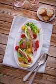 Tuna salad with cherry tomatoes and onions