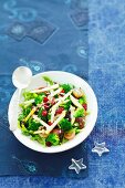 Broccoli salad with cranberries, grapes and pears, for Christmas