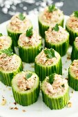 Cucumber rolls with tuna filling