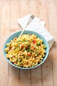 Pasta salad with peppers and mayonnaise