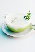 Creamy herb soup with parsley root foam