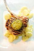 Veal chop with potato salad