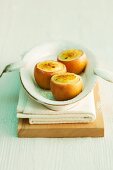 Crème brûlée served in hollowed out apples