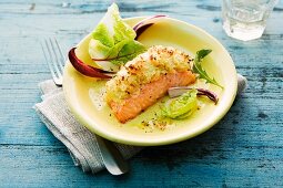 Salmon fillet with sauerkraut crust