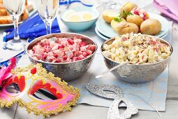 Herring salads for a party buffet