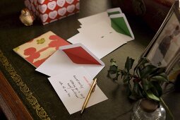 Handwritten Christmas card and envelopes