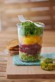 Layered salad with beetroot and oranges
