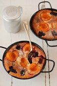 Clafoutis with apricots and blackberries