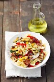 Farfalle with grilled vegetables and mozzarella