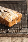 Loaf cake with chocolate and glac