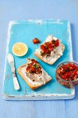 Ciabatta with smoked mackerel and tomato salsa