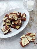 Cheesecake brownies and a glass of milk