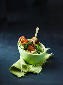 A bowl of beef roulade with savoy cabbage