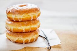 A stack of vanilla doughnuts