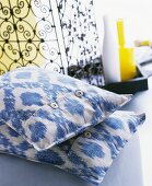 Ikat-patterned, cotton scatter cushions