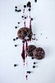 Chocolate biscuits with blueberries