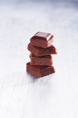 A stack of chocolate pieces