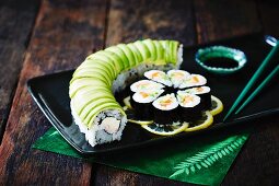 Sushi rolls with cucumber and salmon (Japan)