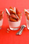 Strawberry salad with coconut panna cotta