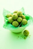 Green tea pistachio truffles