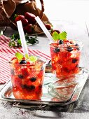 Summer strawberry punch with fresh mint