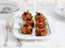 Pork and apricot stuffing with cranberries for Christmas