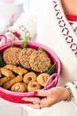 Ginger shortbread, hazelnut biscuits and chocolate biscuits with goji berries