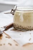 Lentil soup in a preserving jar