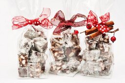 Rocky Road with nuts and cherries as Christmas gifts
