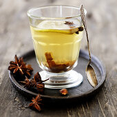 Hot lemon drink with star anise