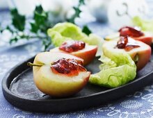 Baked apples with redcurrant jam