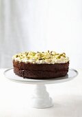 Chocolate courgette cake with mascarpone and pistachios