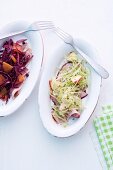 White cabbage salad and red cabbage salad