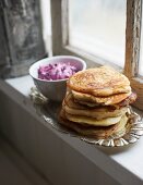 Pancakes with blueberry cream