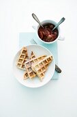 Cinnamon waffles with plum compote