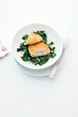 Pollack fillets with spinach and ginger