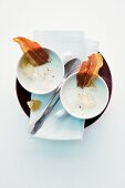 Gorgonzola soup with pears and bacon