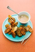 Grilled tandoori vegetables with a dip