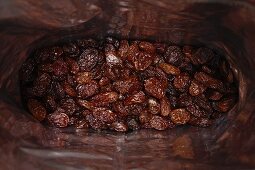 A bag of raisins (seen from above)