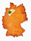 Schnitzel in Form der Landkarte von Deutschland