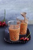 Two jars of rosehip mustard