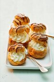 Profiteroles with whipped cream