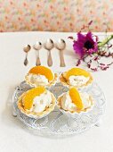 Orange tarts with creamy ice cream
