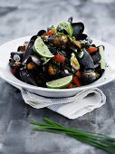 Steamed mussels with chilli, ginger and basil