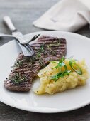 Veal escalope with potato salad