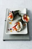Temaki sushi with tofu and caviar