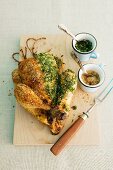 Roast chicken with herbs and gomasio