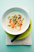 Potato soup with smoked salmon