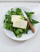 Herb salad with feta and olive oil